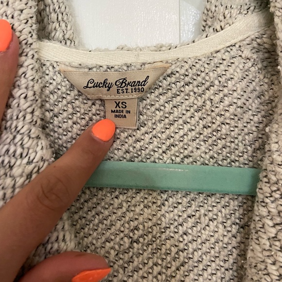 LUCKY BRAND Knit Grey Zip Up Hooded Jacket - Picture 3 of 6